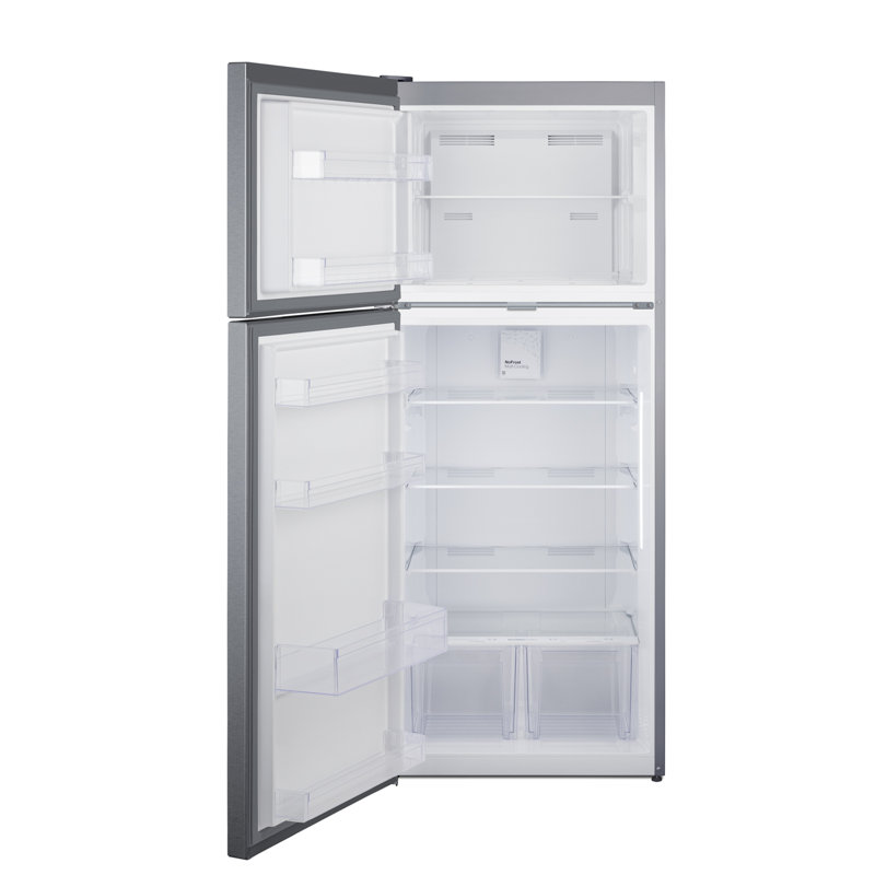 Summit Appliance 28" Wide Top-Mount Refrigerator-Freezer, Left Handed, Stainless Look