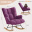 Chaise berçante rembourrée à haut dossier avec pieds en bois massif Teddy-700272022