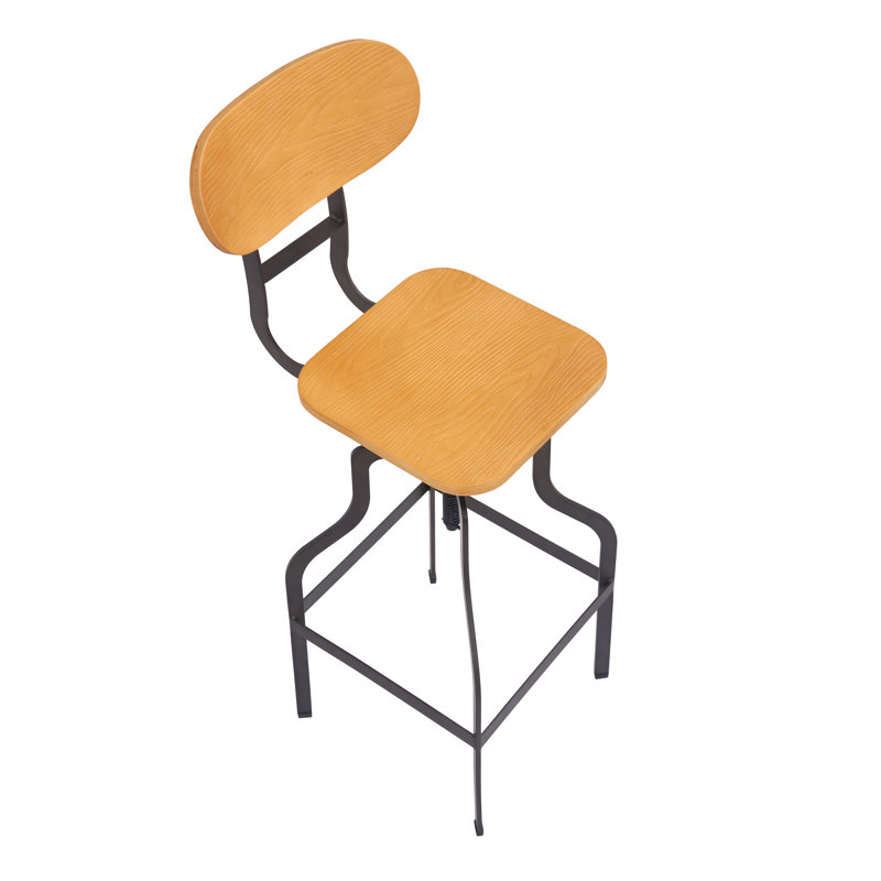 Hiliritas Swivel Adjustable Height Counter Stool with Metal Frame, Gun Metal Grey/Natural