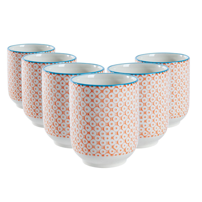 Nicola Spring - Hand-Printed Tumblers - 280ml - Orange - Set of 6