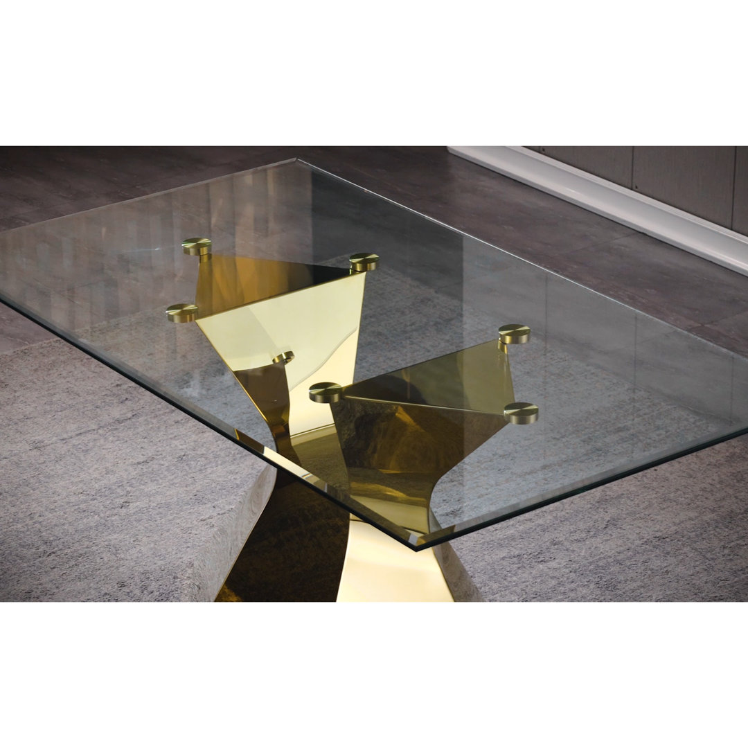 Ameriya Glass Top Metal Base Dining Table Orren Ellis