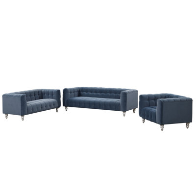 Modern 3-Piece Sofa Set With Solid Wood Legs, Buttoned Tufted Backrest, Dutch Fleece Upholstered Sofa Set Including Three-Seater Sofa, Double Seat And -  Darby Home Co, 974F91F8BEEF4832833F6B6D6BC33FB3