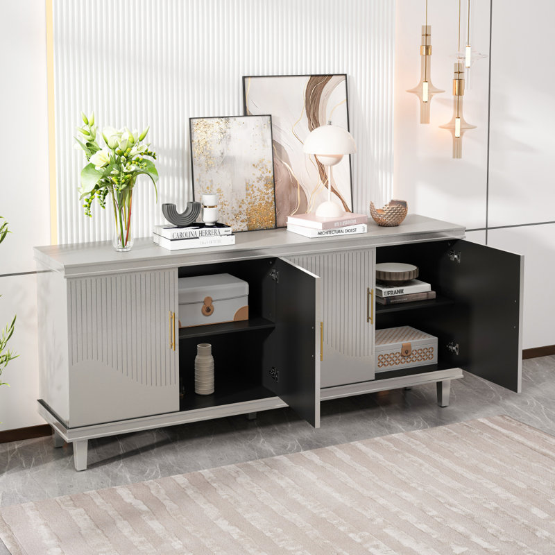 Grande armoire à 4 portes, 32.28" H x 70.07" W x 15.75" D, Vert olive
