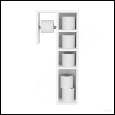 Ranch, Toilet Paper Holder With 3 Open Shelves, Compact Bathroom Organizer,White