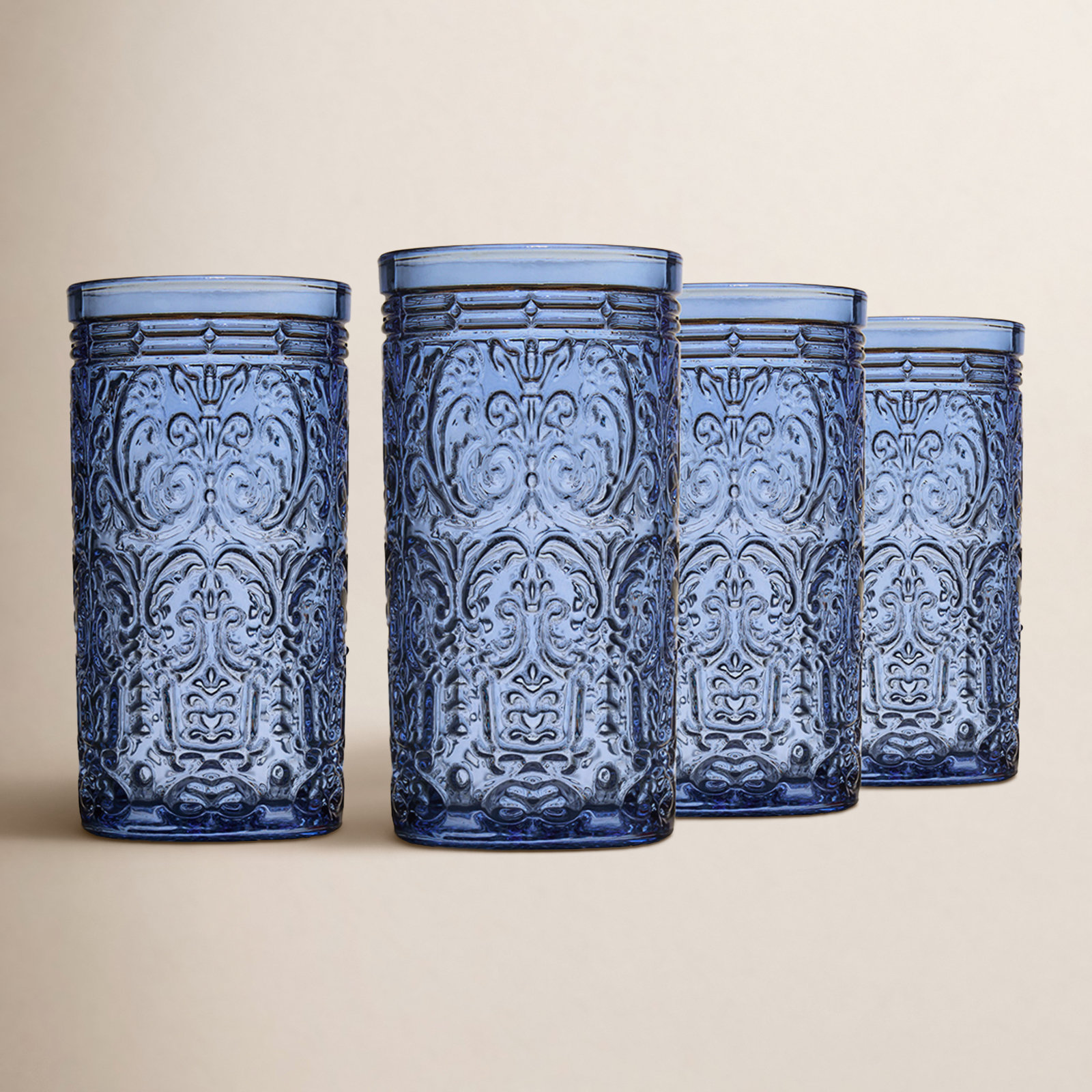 Jax Crystal Highball Glass, Blue, 4