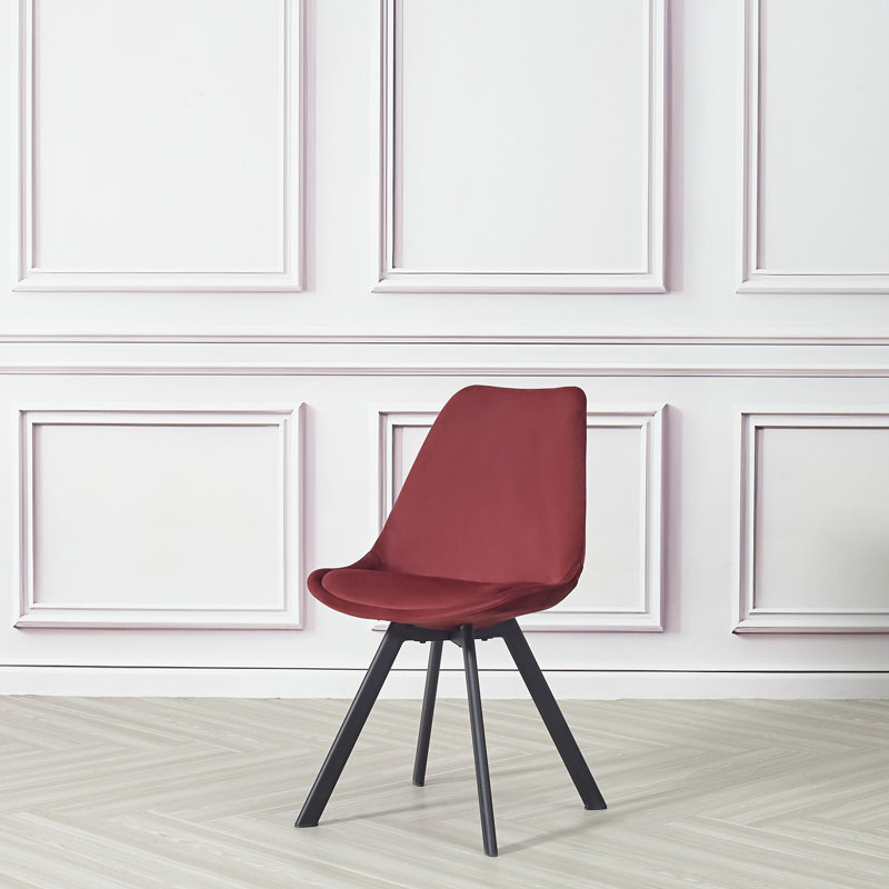 4 Rivas Velvet Upholstered Dining Chairs, 4, Red