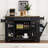 Fluted Kitchen Island With Trash Can Storage, Power Outlets, And Rolling Wheels For Enhanced Mobility And Storage-1942583603