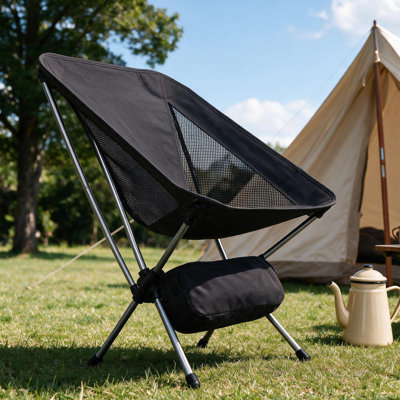 Chaise de camping portable pliable avec sac de transport, capacité de poids de 280 lb, noir