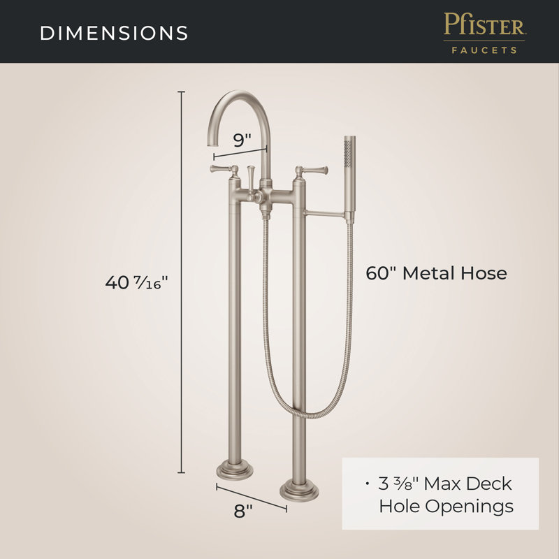 Floor Mounted Tub Spout, Brushed Nickel