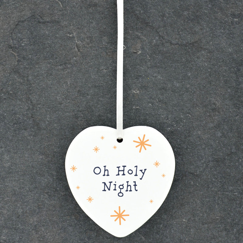 Carley Oh Holy Night Heart Shaped Ceramic Ornament