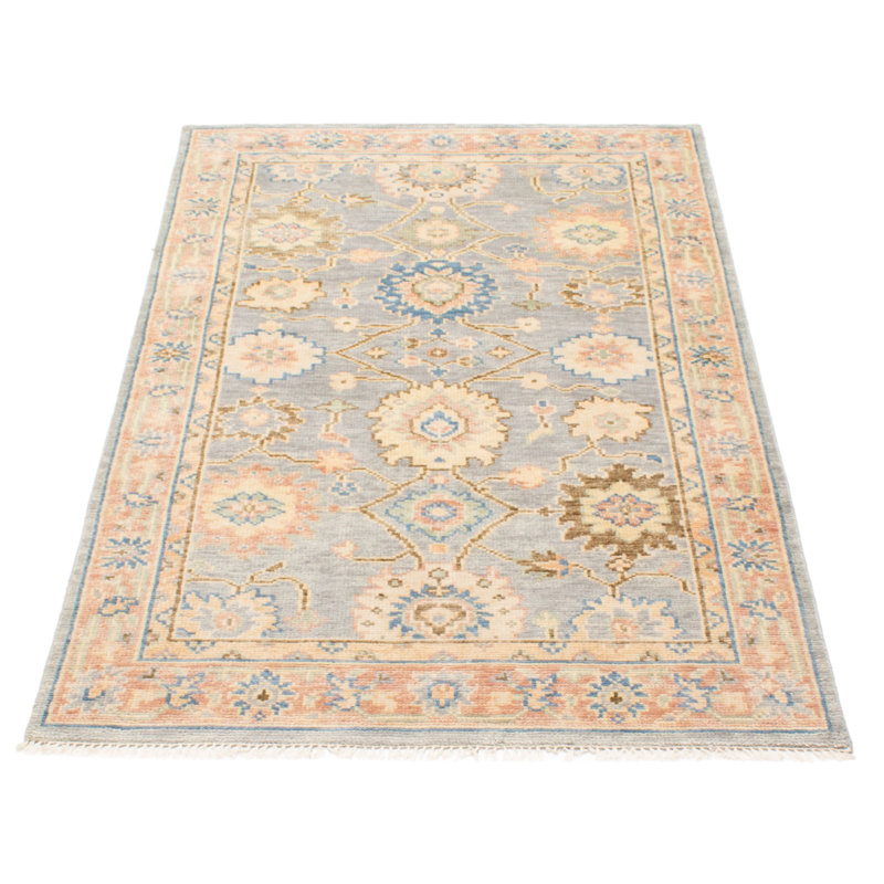 Tapis gris en laine noué à la main 5 pi x 8 pi 1 po Jules Serapi