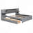 Queen Size Upholstered Platform Bed with Reading Lights | Storage Drawers, Trundle & Shelves Included, Gray-2075785158