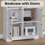 Bibliothèque de rangement à 7 niveaux avec 4 portes et bibliothèque cubique H 74,6 "x l 23,54" Rilion 
