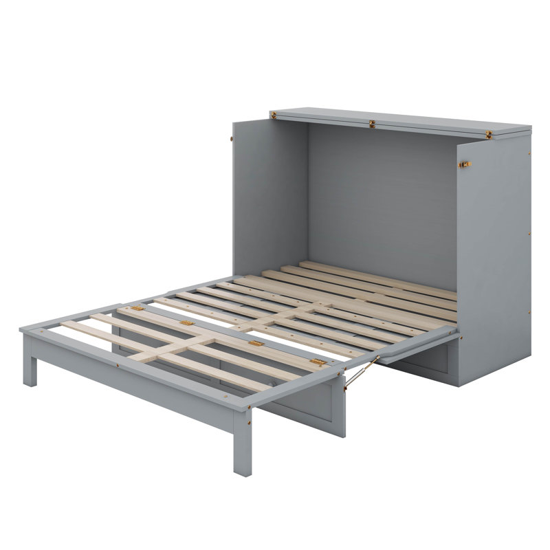Lit escamotable double avec grands tiroirs, gris