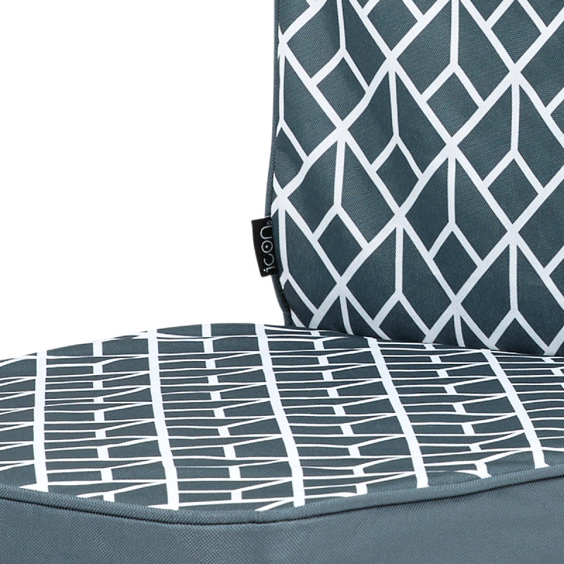 Bean Bag Bazaar Geometric Outdoor High Back Seat Pad, Charcoal Geometric