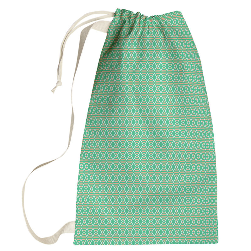 Leffel Laundry Bag with Handles, Small ( 64" H x 20" W x 1.5" D), Green/Orange