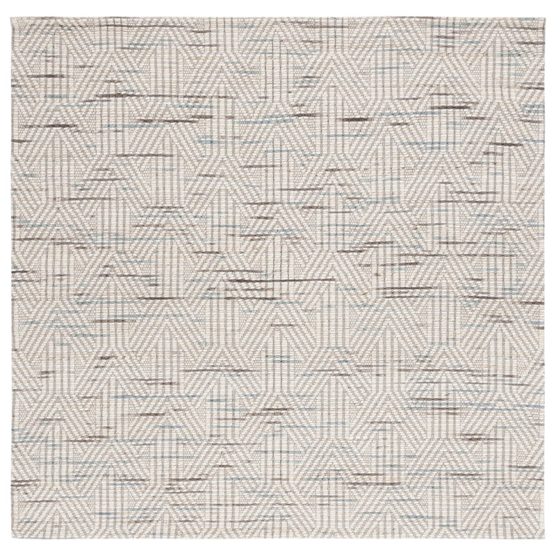 Tapis géométrique tissé à la main Garrey, Carré 6 pi