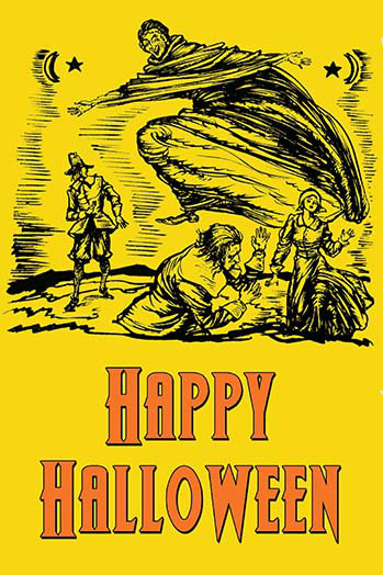 « happy halloween », affiche rétro, H 30 po x l 20 po x P 1,5 po