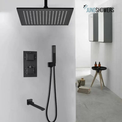 Thermostatic LED Oil-Rubbed Bronze Shower Head with Handheld Shower Modern Luxury