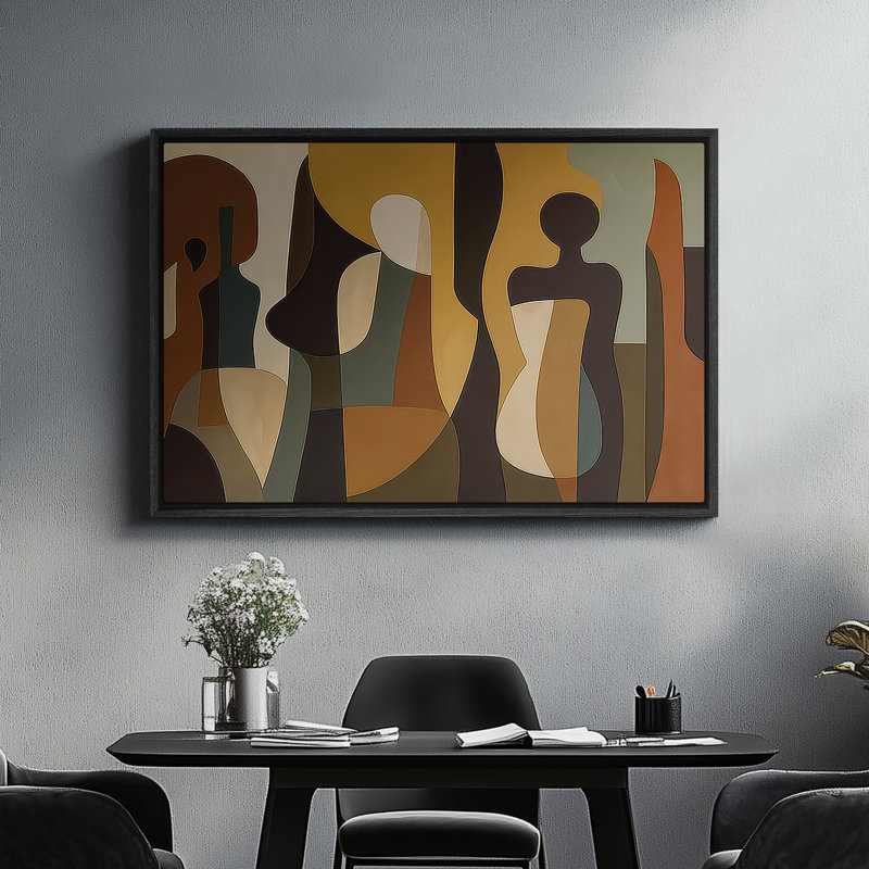 Art mural encadré, impressions murales abstraites rétro pour chambre à coucher - 16 po x 24 po, Noir