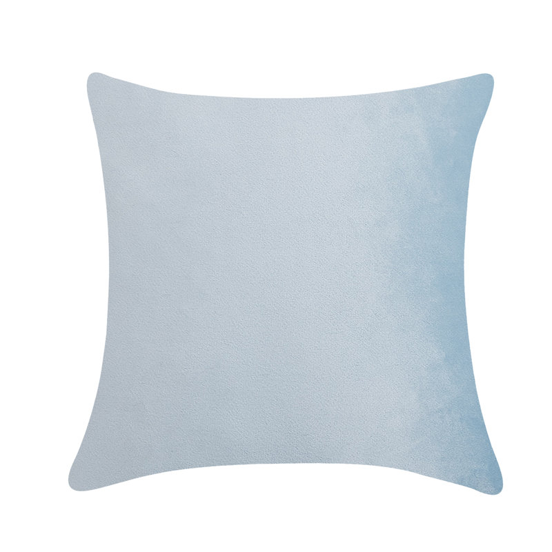 Plain Velvet Pillow Covers Throw Pillow, Light Blue, 18" H x 18" W