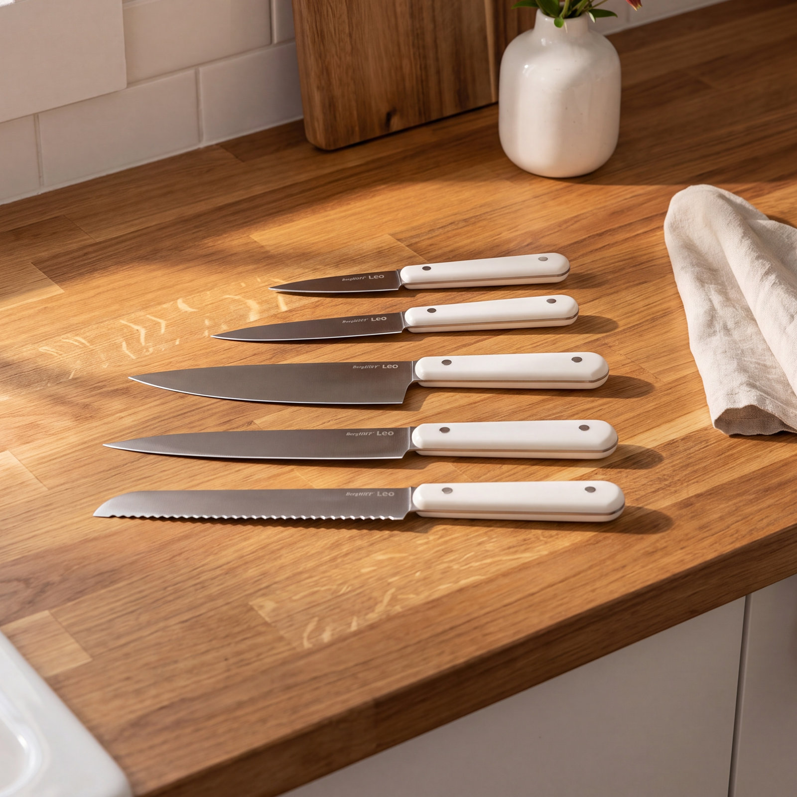 BergHOFF Leo 5-Piece Knife Set, White