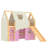 Twin Size House Loft Bed with Sills and Tents, Solid Wood Loft Bed with Ladders and Slide, Chic Design with Lights, No Box Spring Needed, Natural+Pink-1788587916-1788587906