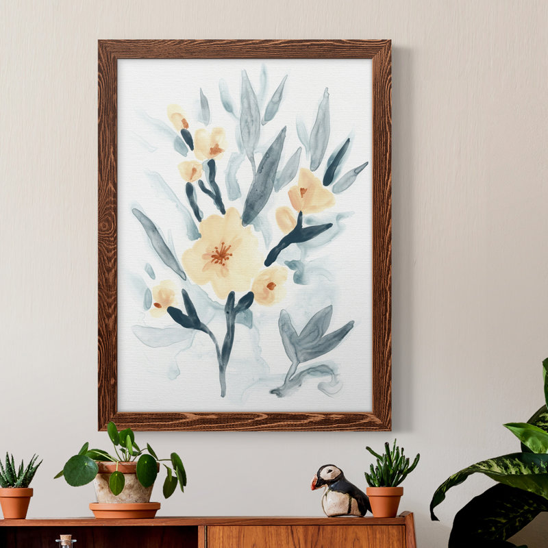 Indigo and Blush Bouquet I - Peinture sur toile encadrée, Érable, H 38 po x l 28 po x P 1 po