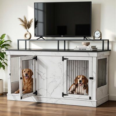 Caisse en bois pour chien avec deux portes