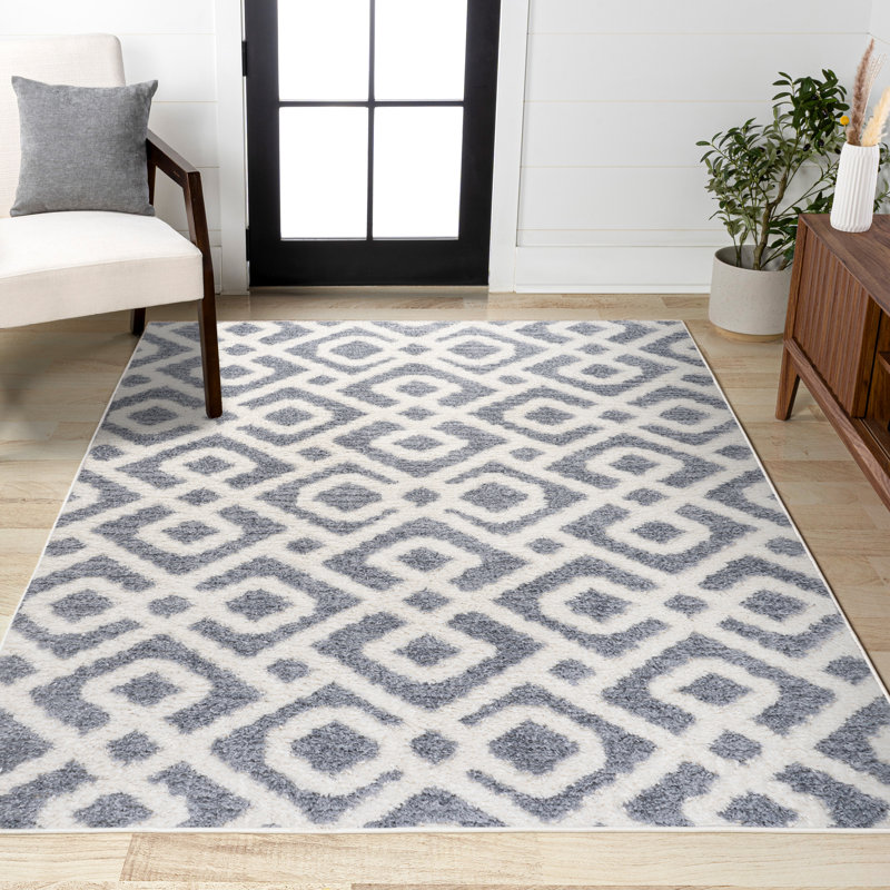 Tapis crème / gris Scituate Retro Trellis, Rectangle 7 pi 10 po x 10 pi