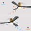 Ventilateur de plafond décoratif 52 pouces avec lumière DEL à intensité variable, télécommande 6 vitesses, 3 pales en bois massif, moteur à courant continu réversible pour le salon-505822649-505822655