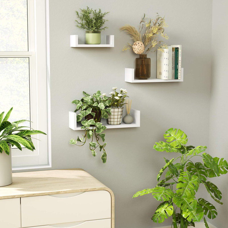 Belldas Wood Floating Shelf, White