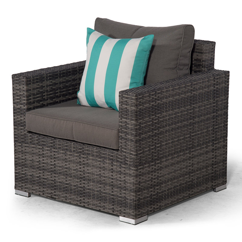 Villalba Wicker Outdoor Lounge Chair, Grey