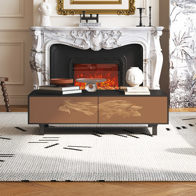 Table basse avec rangement peint français rétro, H 16,54 po x L 51,18 po x l 27,56 po, Noir
