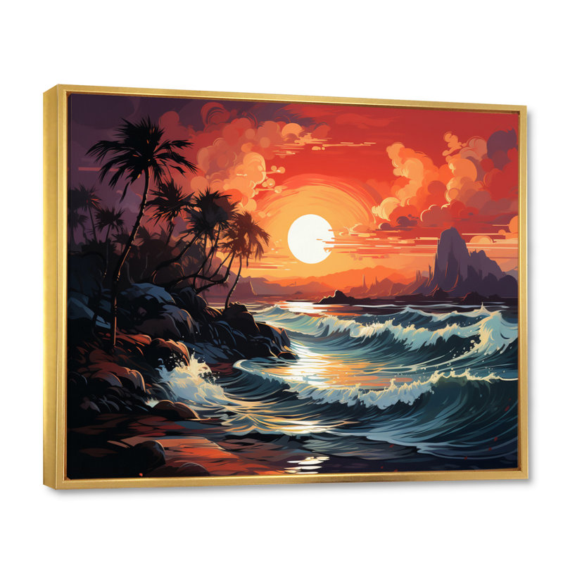 Paradis tropical II - imprimé, H 24 po x l 32 po, Cadre flottant doré