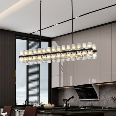 Cristal, cadre noir, cristaux K9 étincelants, divers espaces intérieurs, look moderne de style Mid-Century, hauteur réglable, 30 W 3, 120 V, fer chaud blanc rectangulaire de 2 700 K pour salon, salle à manger, chambre à coucher et chic