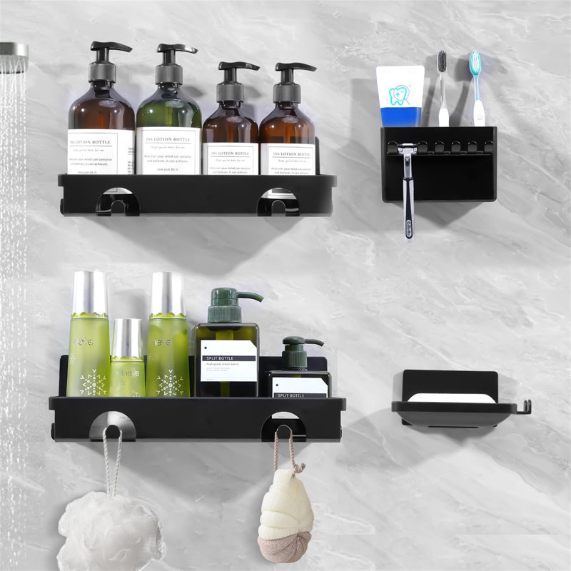 Artem Wall Shower Caddy, Satin Black