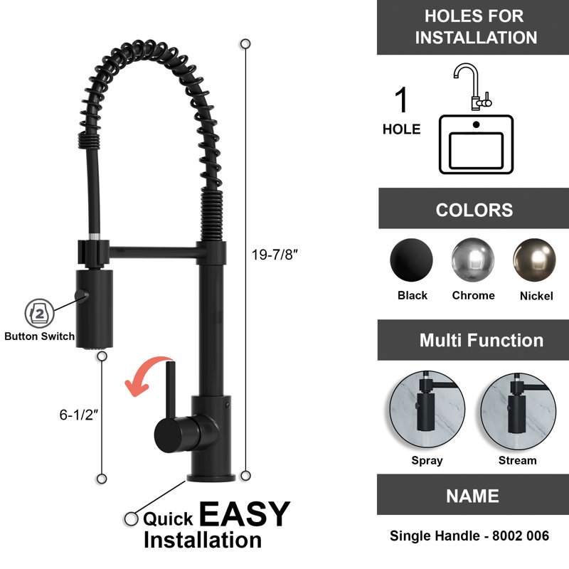 Dowell Pull Down Kitchen Faucet, Black