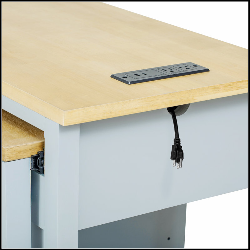 Îlot de cuisine extensible de 47 pouces avec rangement, station de recharge et conception mobile pour les cuisines modernes