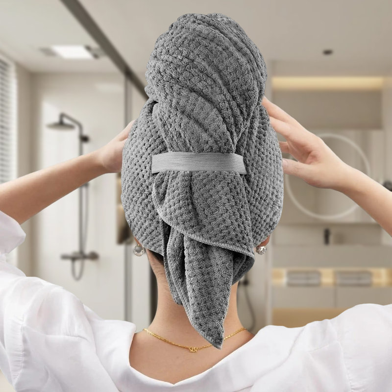 Hair Towel Wrap Super Absorbent Fast Drying, Gray