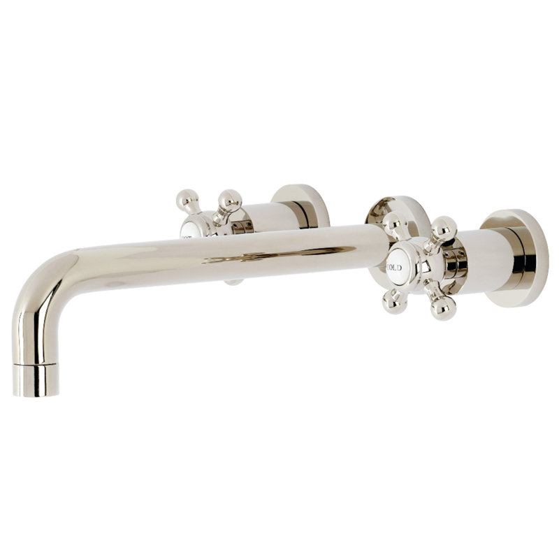 Kingston Brass Metropolitan Two-Handle 3-Hole Wall Mount Roman Tub Faucet, Polished Nickel