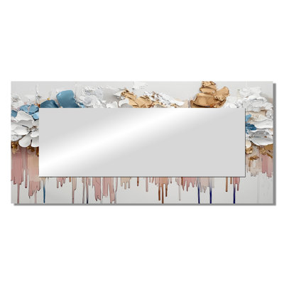 Rhythmic Drizzle Liquid Ink Flowers I - Floral Mirror Wall Art - Printed On Metal