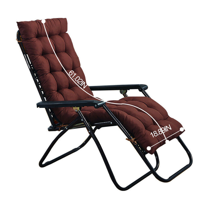 61"X19" Deck Lounge Chair Cushion Soft Seat Patio Cushion Covers Seat Pad Recliner Mat, Solid Color, Brown