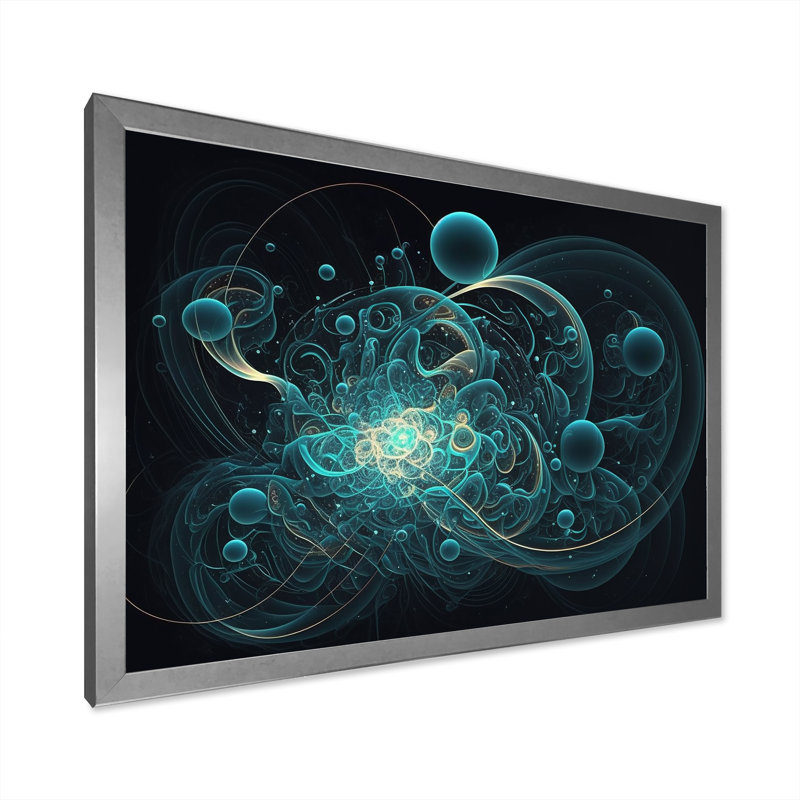 «Turquoise Galactic Superstring Space Harmony», reproduction sur toile, H 16 po x l 32 po x P 1 po, Cadre simple argenté