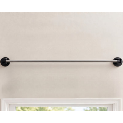 Easy-to-use adjustable 16"-40" magnetic curtain rod for metal doors, small windows, and French doors, intended for cafe, cabinet, laundry, classroom, cabin, and dishwasher locations, with a flip feature.