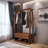 33.46"Dark Brown Minimalism Solid Wood Clothes Rack