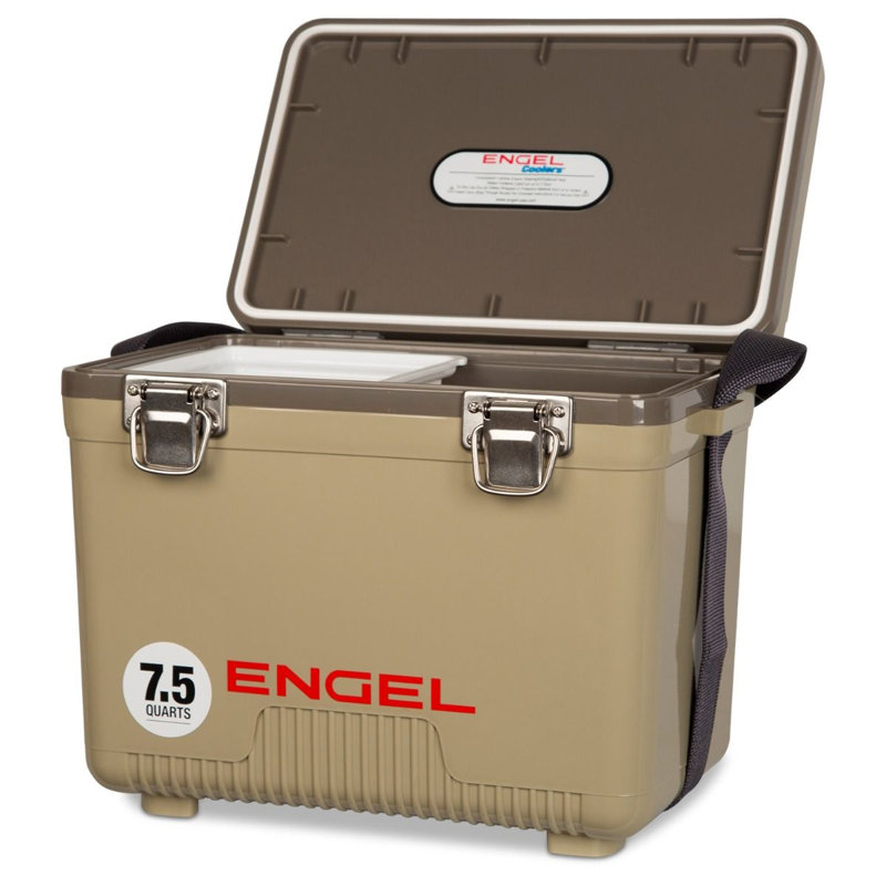 Engel 7.5-Quart EVA Gasket Seal Ice and DryBox Cooler with Carry Handles, Tan