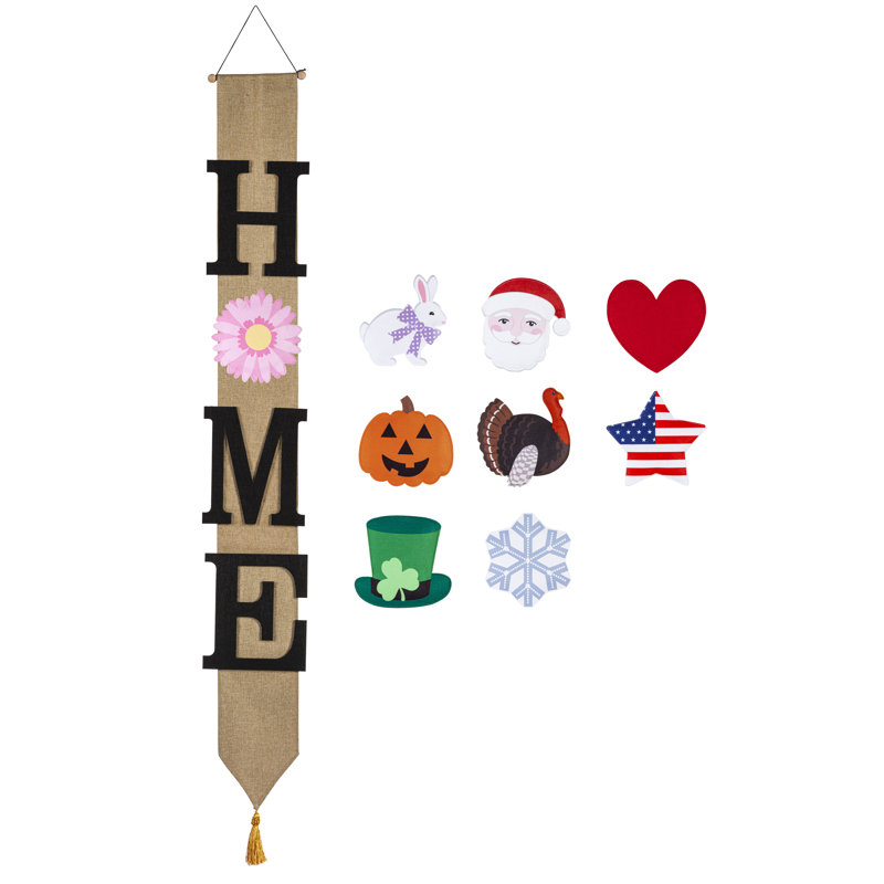 "HOME" Interchangeable All Seasons Icon Door Decor Banner