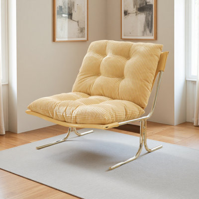 Modern Accent Chair, Comfy Living Room Chair With Metal Chrom Frame, Upholstered Soft Cushion Sofa Chairs For Home Office