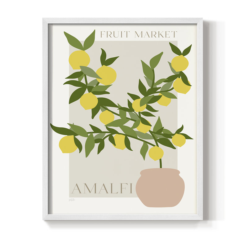 Affiche Amalfi Lemon, reproduction encadrée - bois massif, H 30 po x l 24 po, Blanc
